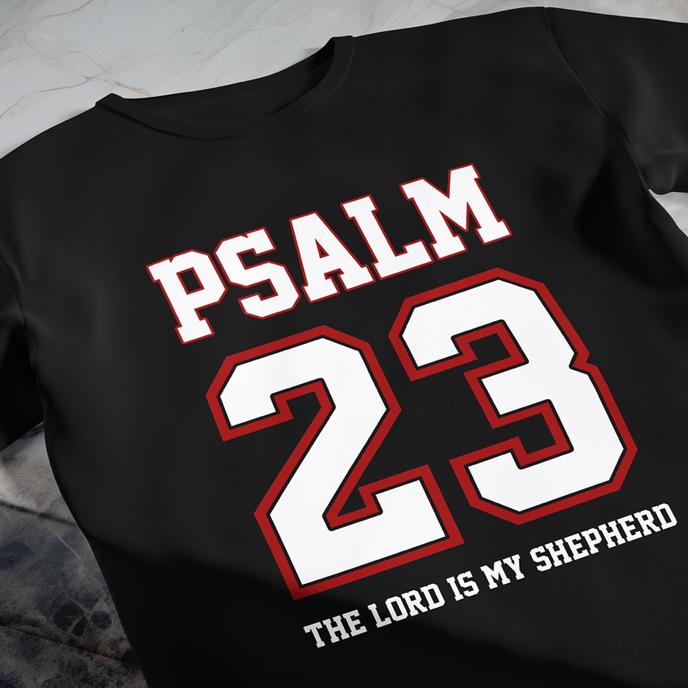 Men’s Shirt Psalm 23 Christian Faith Bible Verse T-Shirt - Picture 2 of 2
